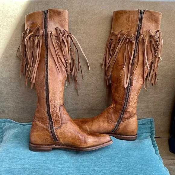Bed Stu Brown Fringe Knee-High Boots - Picture 4 of 7